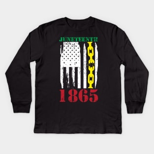 Juneteenth 1865 USA Flag Kids Long Sleeve T-Shirt